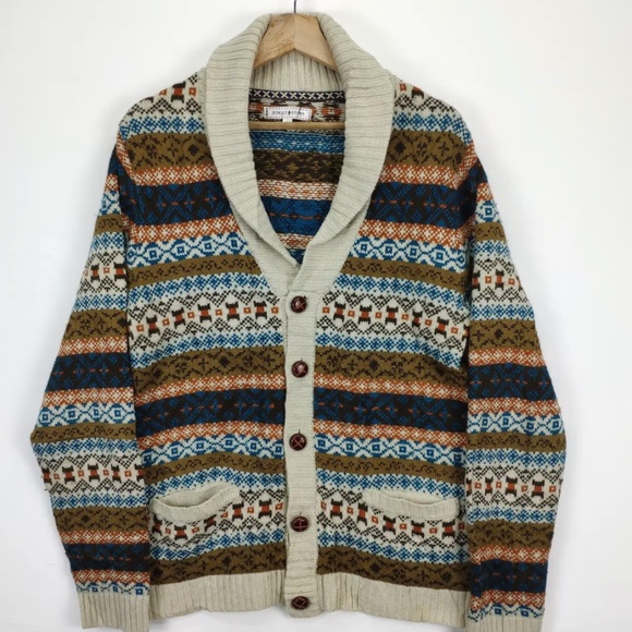 Jungle Storm Men's Medium NYC Cardigan Japenese Brand Wool Sweater Core - Picture 1 of 13